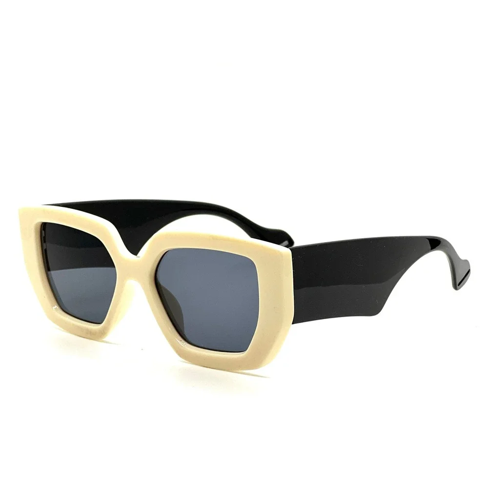 Bold‎ Square Sunglasses Cream Black Frame Mens Designer Style Oversized Men 2026